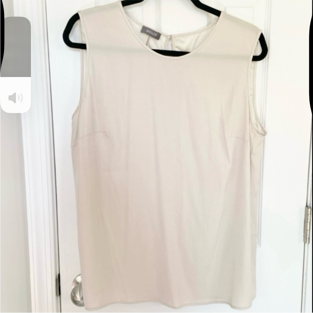 BASLER Sleeveless Silk Blouse Top Cream Size 44/US 14